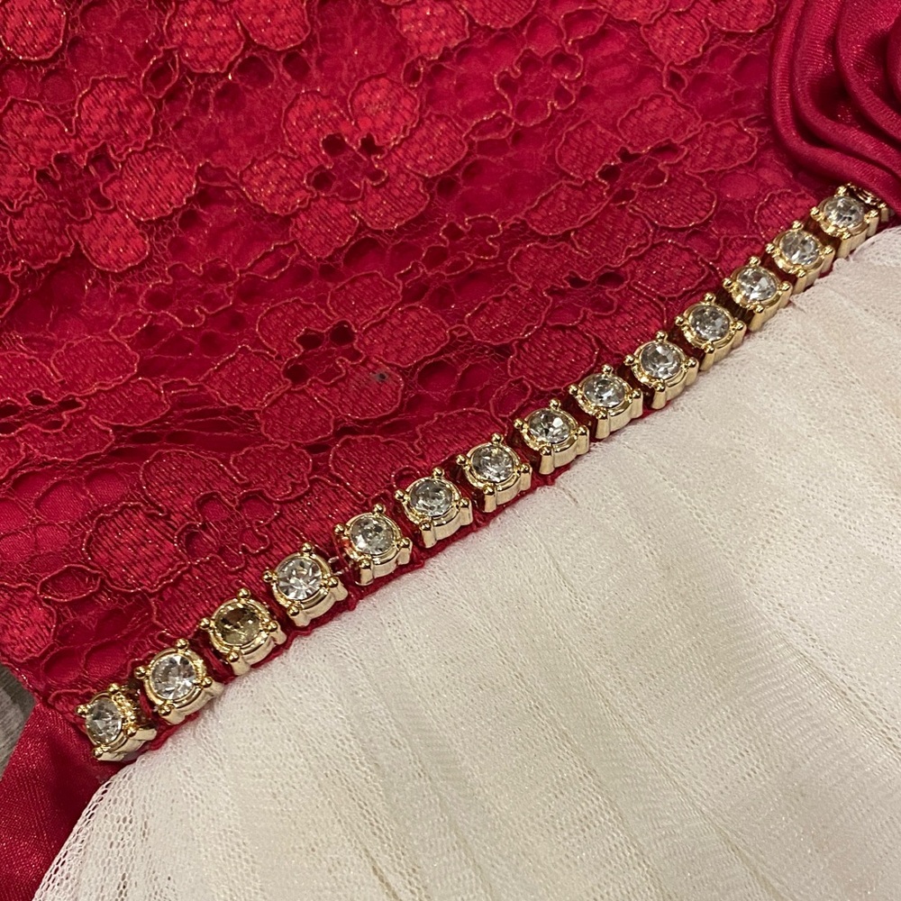 American Princess 2T Red Lace Tulle Dress - Picture 3 of 8